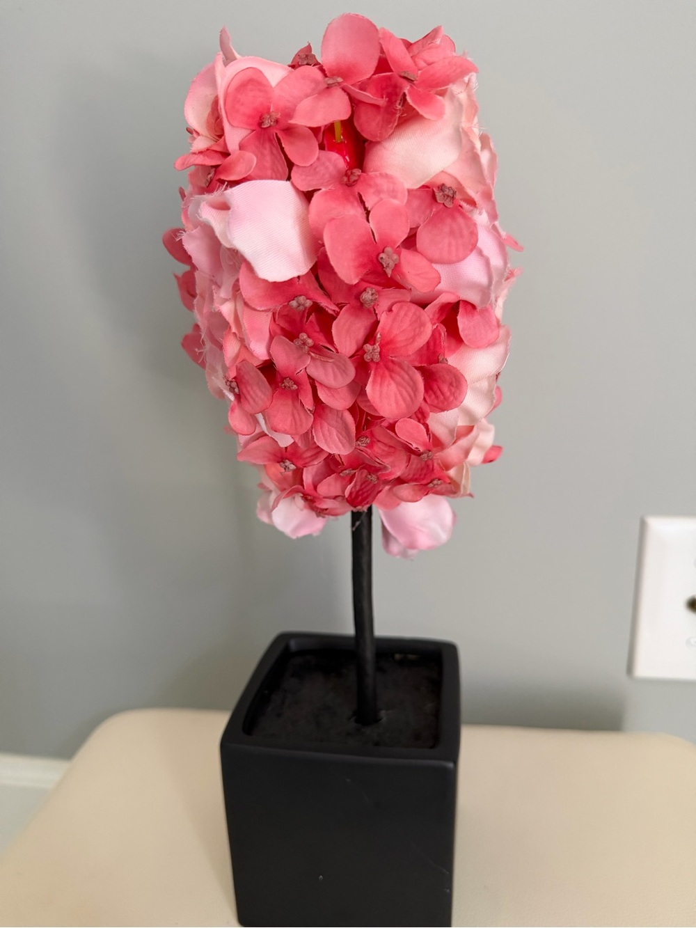 Pink Heart-Shaped Rose Topiary Artificial Floral Accent - Picture 4 of 4